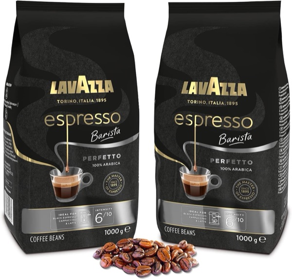 Deux paquets de café en grains Lavazza Espresso Barista de 1 kg