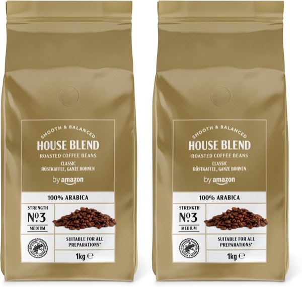 Deux paquets de café en grains by Amazon House Blend 100 % arabica