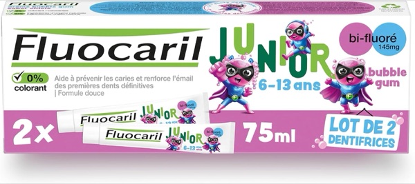Dentifrice enfant Fluocaril Junior 6-13 ans goût bubble gum