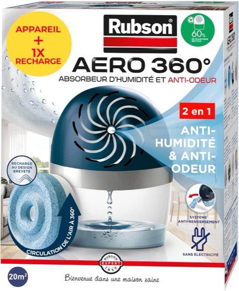Absorbeur d'humidité Rubson Aero 360° avec recharge de 450 g