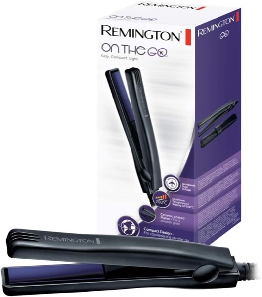 Mini lisseur de voyage Remington On The Go noir avec sa pochette