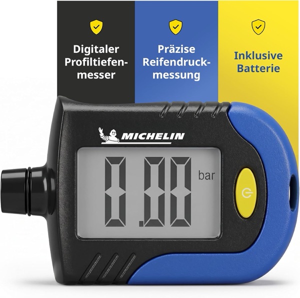 Manomètre digital MICHELIN bleu et noir avec mesure de profondeur