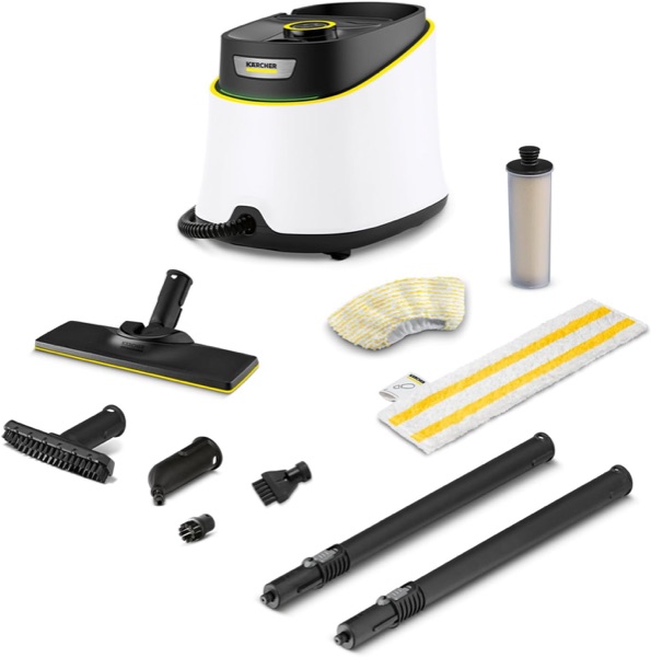 Nettoyeur vapeur traîneau Kärcher SC 3 Deluxe blanc et noir avec son kit de nettoyage de sol
