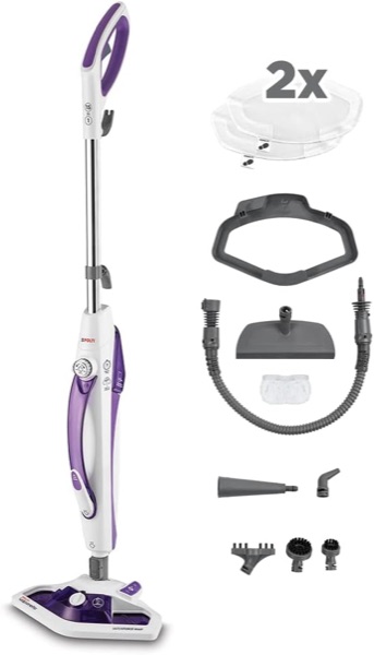 Balai vapeur Polti Vaporetto SV440 Double blanc et violet avec son nettoyeur portable détachable