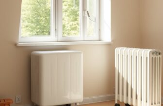 Radiateur à inertie sèche fixé au mur et radiateur à bain d'huile mobile dans une chambre