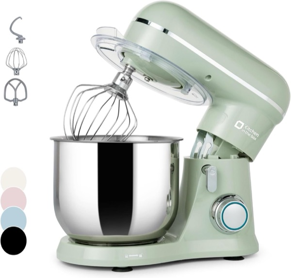 Mini robot pâtissier Kitchen in the box vert sauge avec bol en inox de 3,5 litres
