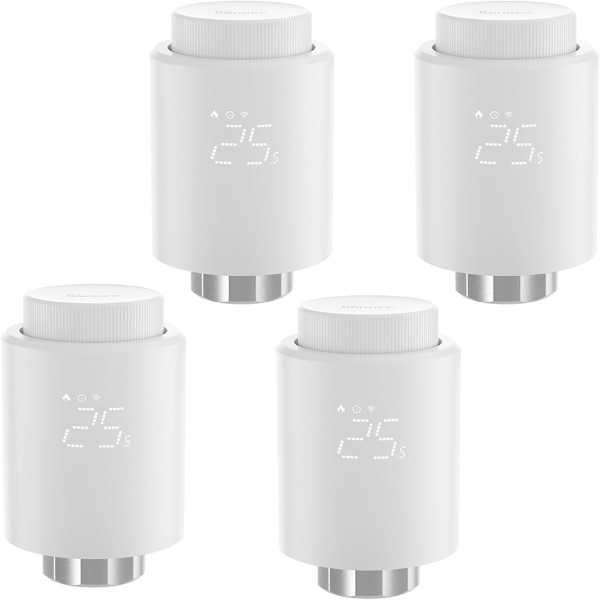 Lot de quatre vannes thermostatiques connectées SONOFF TRVZB blanches