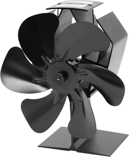 Ventilateur de poêle YAZIONG noir à 6 pales avec thermomètre de poêle