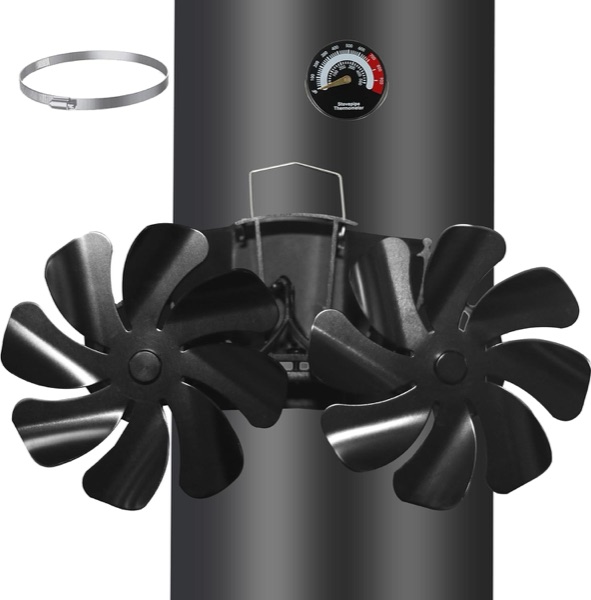 Ventilateur de conduit Tomersun à deux hélices de 8 pales avec thermomètre