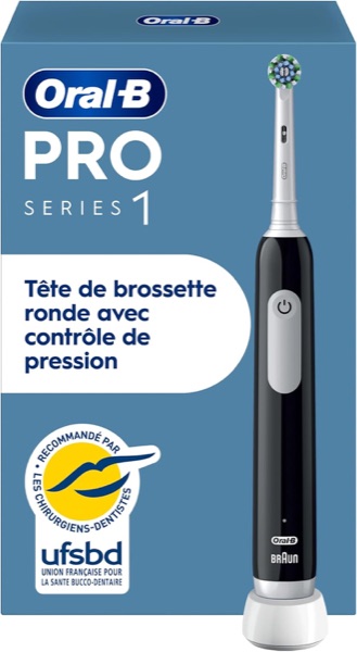 Brosse à dents électrique Oral-B Pro 1 noire avec sa brossette ronde