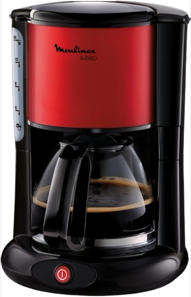 Cafetière filtre Moulinex Subito rouge et inox avec verseuse en verre