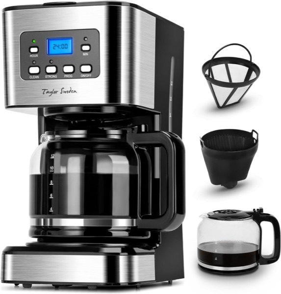 Cafetière filtre programmable Taylor Swoden Darcy noire avec verseuse en verre