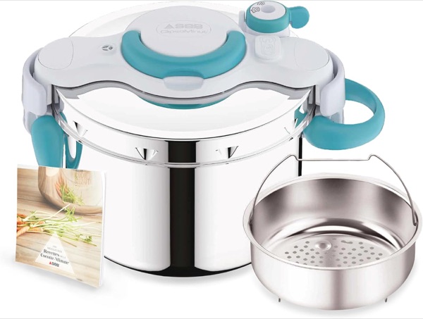 Cocotte-minute SEB ClipsoMinut Easy 6 litres en inox avec poignées bleues