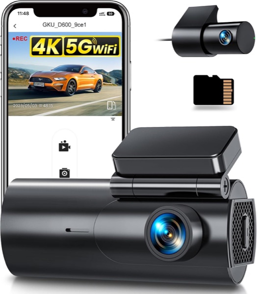 Dashcam GKU D600 compacte avec caméra arrière