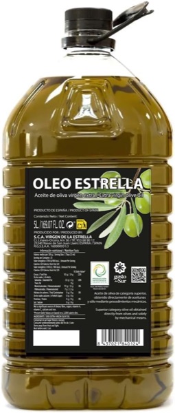 Bidon de 5 litres d'huile d'olive extra vierge Picual Oleo Estrella