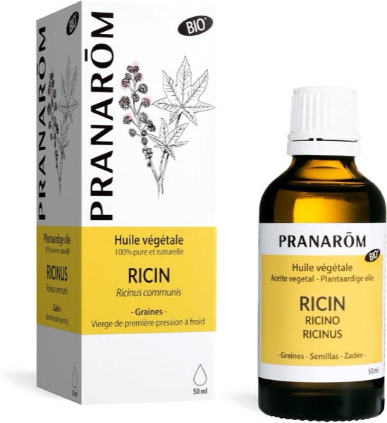 Flacon et étui de l'huile végétale de ricin bio Pranarôm 50 ml
