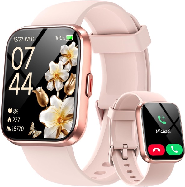 Montre connectée Fitpolo rose avec bracelet en silicone