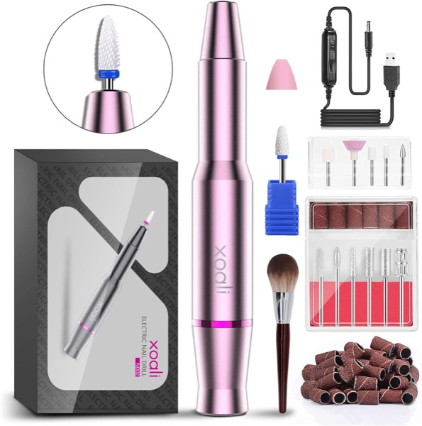 Ponceuse à ongles stylo Xoali rose avec ses embouts