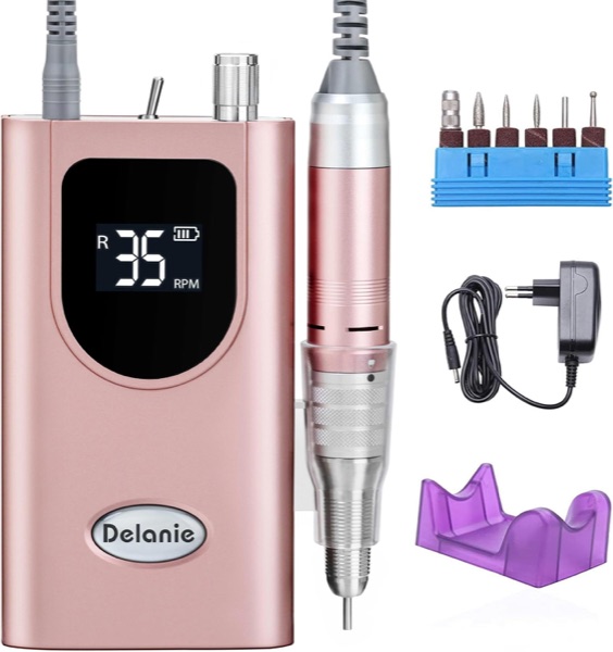Ponceuse à ongles Delanie à boîtier rechargeable avec écran et pièce à main