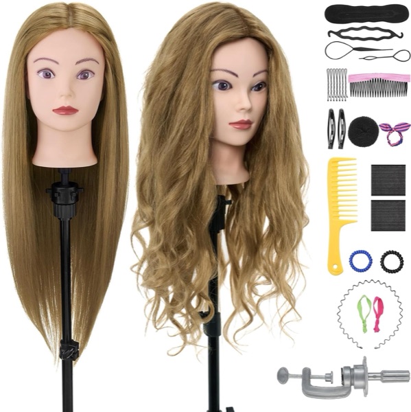 Tête à coiffer Neverland aux longs cheveux blonds ondulés