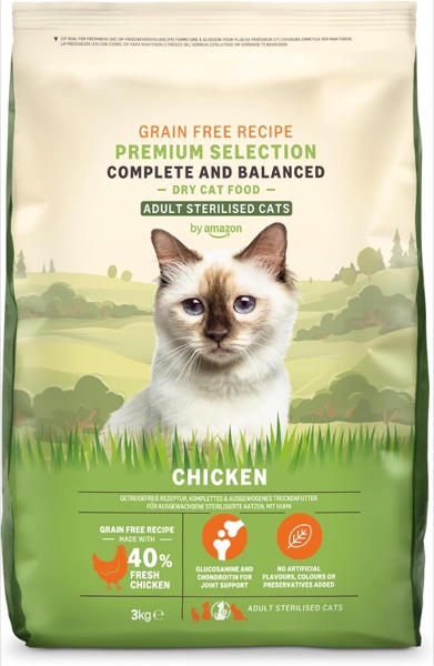 Sac de croquettes by Amazon sans céréale au poulet pour chat adulte stérilisé