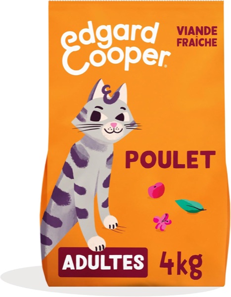 Sac orange de croquettes Edgard & Cooper au poulet pour chat stérilisé